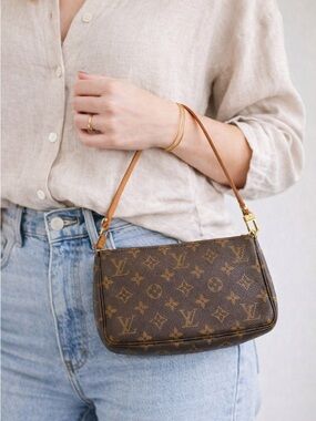 Authentic Louis Vuitton Pochette Accessoires Monogram wristlet w/ Certificate